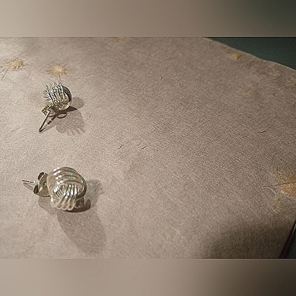 Beautifully squarre twined silver earrings - Picture 1 of 2